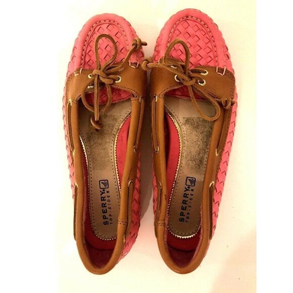 Sperry Top Sider Pink Leather Boat Shoes Flats Comfort Loafers 6M Slip On Slide - Picture 8 of 11